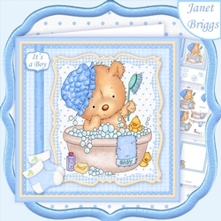 BATH TIME BABY BOY 8x8 Decoupage & Insert Mini Kit