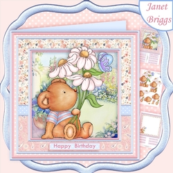 DAISY BEAR 8x8 All Occasions Decoupage & Insert Mini Kit