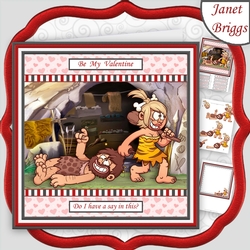 VALENTINE BE MINE CAVEMAN Humorous Decoupage & Insert Mini Kit
