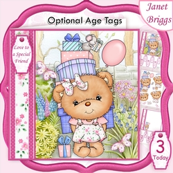PARTY GIRL BEAR 7.5 Decoupage & Insert Mini Kit 