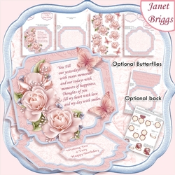 PINK ROSES & VERSE Large Easel Card Kit & Decoupage 7.5 All Occasions