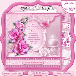 YOU VERSE & PINK ROSES 8x8 Decoupage & Insert All Occasions Mini Kit