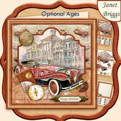 RETRO CAR COPPER 8x8 Decoupage & Insert Mini Kit Various Occasions