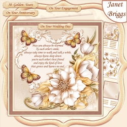 CREAM & GOLD FLORALS Wedding Anniversary Engagement Decoupage & Insert Mini Kit