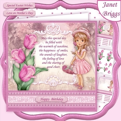 TULIP GIRL Easter Birthday Mothers Day Decoupage & Insert Mini Kit