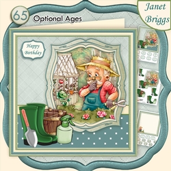 MALE GARDENER GARDENING SURPRISE 8x8 Decoupage Insert & Ages Mini Kit