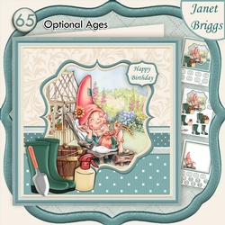 GARDEN GNOME CHILLING 8x8 Decoupage & Insert Mini Kit