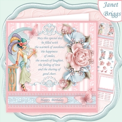 ART DECO LADY & VERSE 8x8 Decoupage & Insert Mini Kit