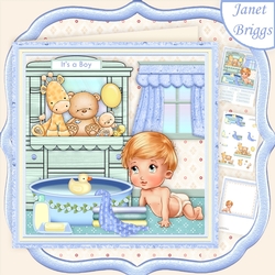 BABY BOY BATHTIME 8x8 Decoupage & Insert Mini Kit