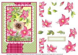 Kitten Through the Clematis Card Front and Decoupage