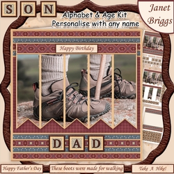 HIKING BOOTS 7.5 Alphabet and Age Quick Card Kit Create Any Name