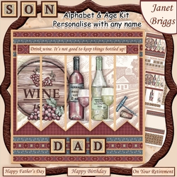 WINE DONT KEEP THINGS BOTTLED UP 7.5 Alphabet and Age Quick Card Kit Create Any Name