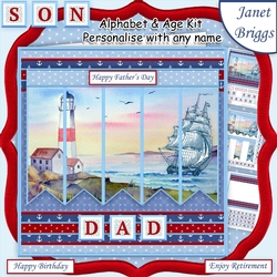 SAILING SHIP 7.5 Alphabet and Age Quick Card Kit Create Any Name