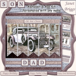 CLASSIC CAR 7.5 Alphabet and Age Quick Card Kit Create Any Name