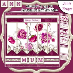 ORIENTAL FLORAL 7.5 Alphabet and Age Quick Card Kit Create Any Name