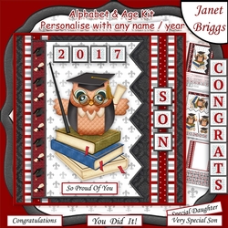 GRADUATION 7.5 Alphabet and Numbers Decoupage Card Kit Create Any Name or Year