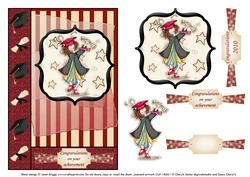Graduation Girl Card Front and Topper