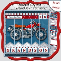 MOTOR BIKE 7.5 Alphabet and Age Quick Card Kit Create Any Name