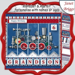 STEAM TRAIN 7.5 Alphabet and Age Quick Card Kit Create Any Name