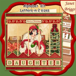 CHRISTMAS ART DECO LADY 7.5  Quick Card Kit Create Any Name Alphabet in 2 sizes