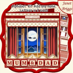 THROUGH THE WINDOW Christmas 7.5 Quick Card Kit Create Any Name Alphabet in 2 sizes
