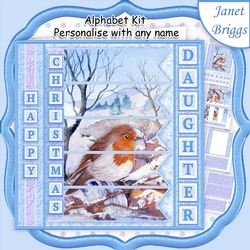 ROBIN & WATERFALL Christmas 7.5 Quick Card Kit Create Any Name Alphabet in 2 sizes