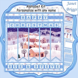 SNOWY VILLAGE Christmas 7.5 Quick Card Kit Create Any Name Alphabet in 2 sizes