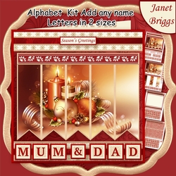 CHRISTMAS CANDLES & BAUBLES 7.5 Quick Card Kit Create Any Name Alphabet in 2 sizes