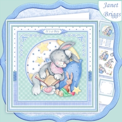 BABY BOY SLEEPY BUNNY 8x8 Decoupage & Insert Mini Kit