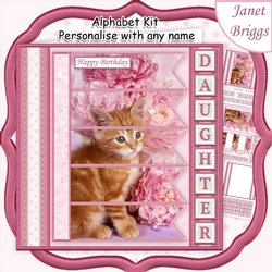 KITTEN & FLORALS 7.5 Alphabet and Age Quick Card Kit Create Any Name