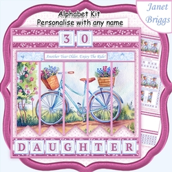 LADIES BICYCLE ENJOY THE RIDE 7.5 Alphabet and Age Quick Card Kit Create Any Name