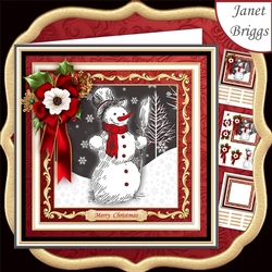BLACK & WHITE SNOWMAN 7.7 Decoupage & Insert Mini Kit