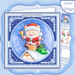HAPPY PIGGIN CHRISTMAS 8x8 Decoupage & Insert Mini Kit