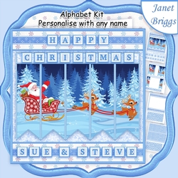 SANTAS SLEIGH RIDE Christmas 7.5 Quick Card Kit Create Any Name Alphabet in 2 sizes