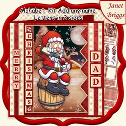 MERRY CHRISTMAS SANTA 7.5 Decoupage Kit Create Any Name Alphabet in 2 sizes