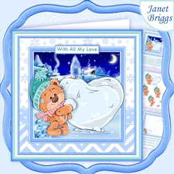 CHRISTMAS BEAR & SNOW HEART 7.5 Decoupage & Insert Mini Kit