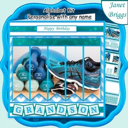 AT THE GYM 7.5 Alphabet and Age Quick Card Kit Create Any Name
