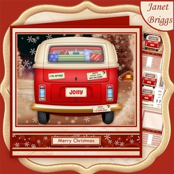 CHRISTMAS CAMPER VAN 7.8 Humorous Decoupage & Insert Mini Kit