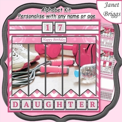 LADIES AT THE GYM 7.5 Alphabet and Age Quick Card Kit Create Any Name