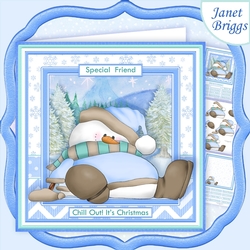 CHILL OUT SNOWMAN Christmas 7.5 Decoupage & Insert Mini Kit