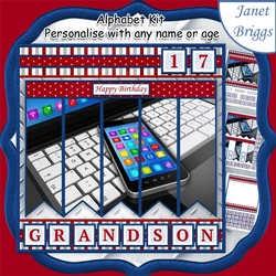 SMARTPHONE & LAPTOP 7.5 Alphabet and Age Quick Card Kit Create Any Name
