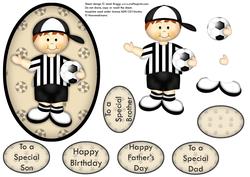 Black & White Football Fan 1 Topper and Decoupage