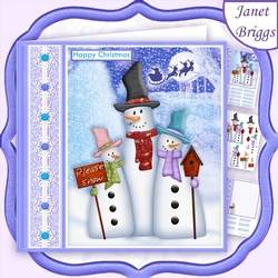 3 SMILEY SNOWMEN Christmas 7.5 Decoupage & Insert Mini Kit