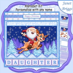 SANTAS FLIGHT Christmas 7.5 Decoupage Mini Kit Create Any Name Alphabet in 2 sizes