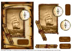 Vintage Ship Card Topper and Decoupage