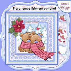 CHRISTMAS SNUGGLE BEARS 8x8 Decoupage & Insert Mini Kit 