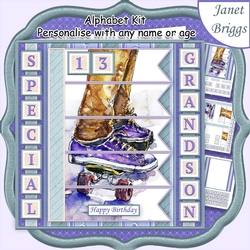SKATEBOARD 7.5 Alphabet and Age Quick Card Kit Create Any Name