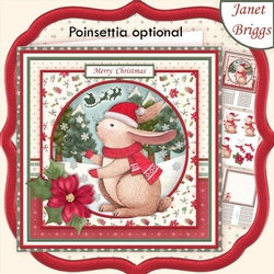 CHRISTMAS BUNNY WAITING FOR SANTA 8x8 Decoupage & Insert Mini Kit