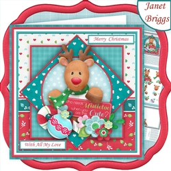 SO CUTE DEER Christmas 7.5 Decoupage & Insert Mini Kit