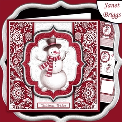 CHRISTMAS SNOWMAN PLUM & SILVER 7.5 Decoupage & Insert Quick Card
